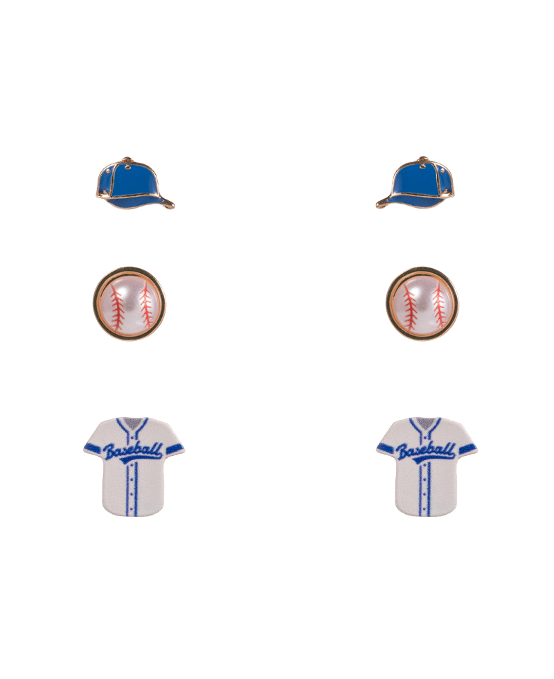 Baseball 3 Set Hypo Earring - 0.5"