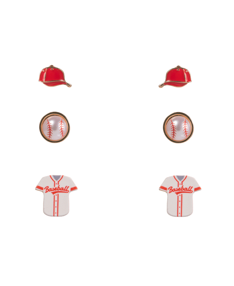Baseball 3 Set Hypo Earring - 0.5"
