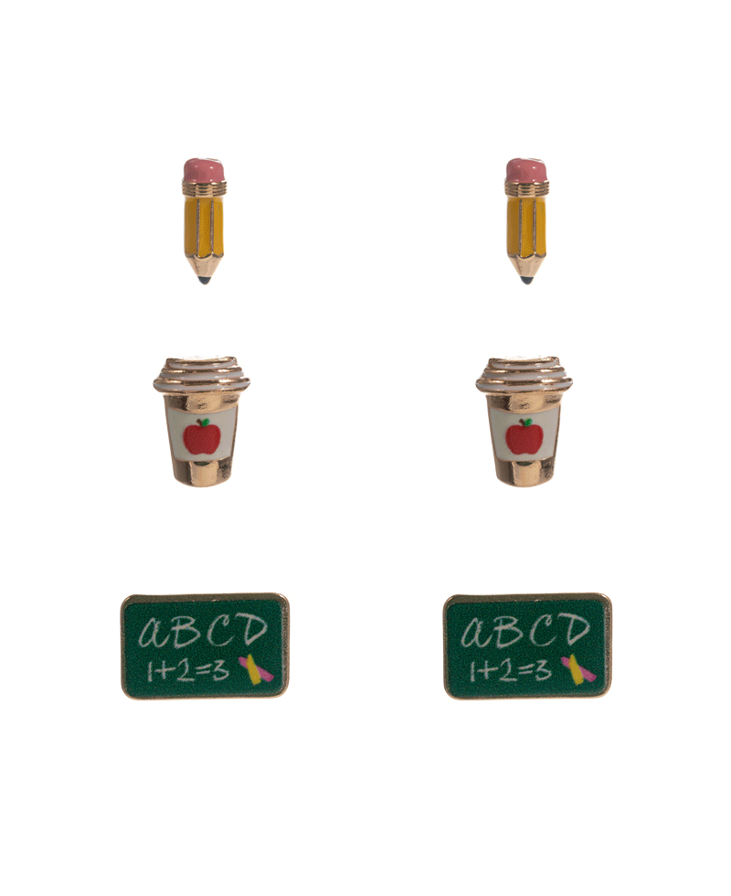 Pencil Coffee Chalkboard 3 Set Earring - 0.75"