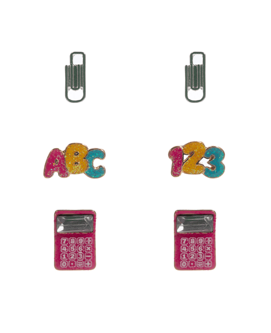 Clip ABC Calculator 3 Set Earring - 0.75"
