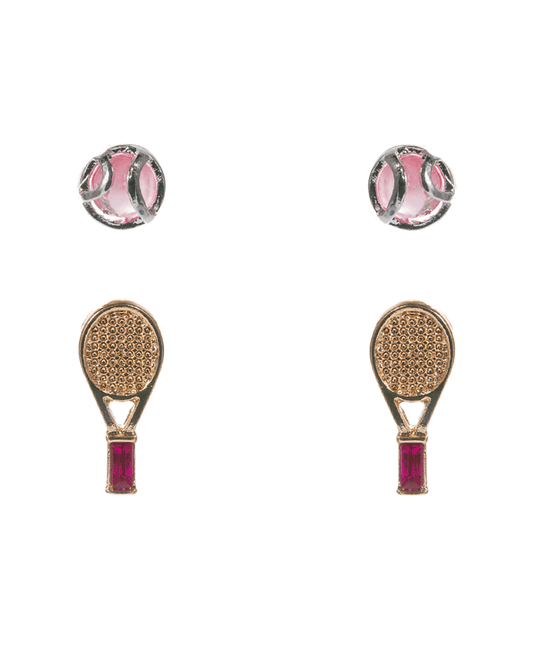 Tennis Ball & Racket 2 Set Earring - 0.75"