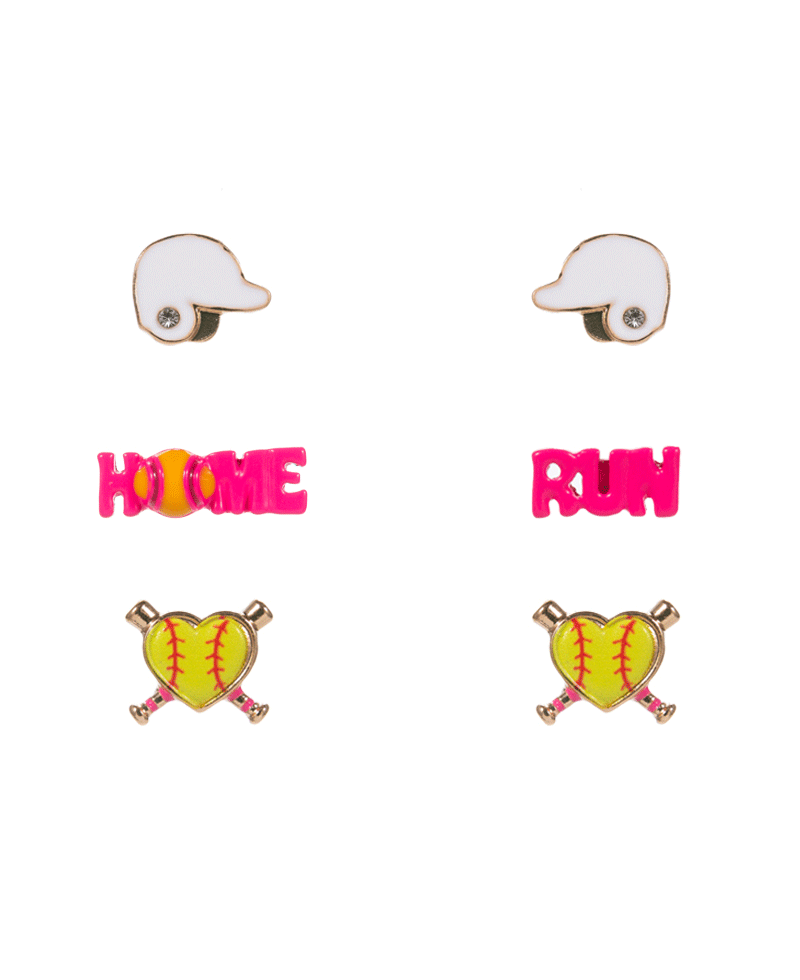 Softball Icons 3 Set Earring - 0.5"