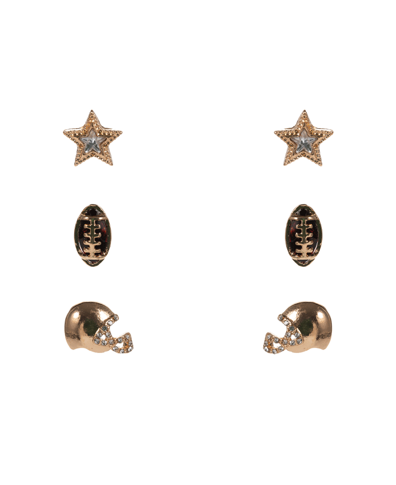Football Icons Metal & Stone Set Earring - 0.5"