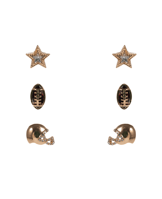 Football Icons Metal & Stone Set Earring - 0.5"
