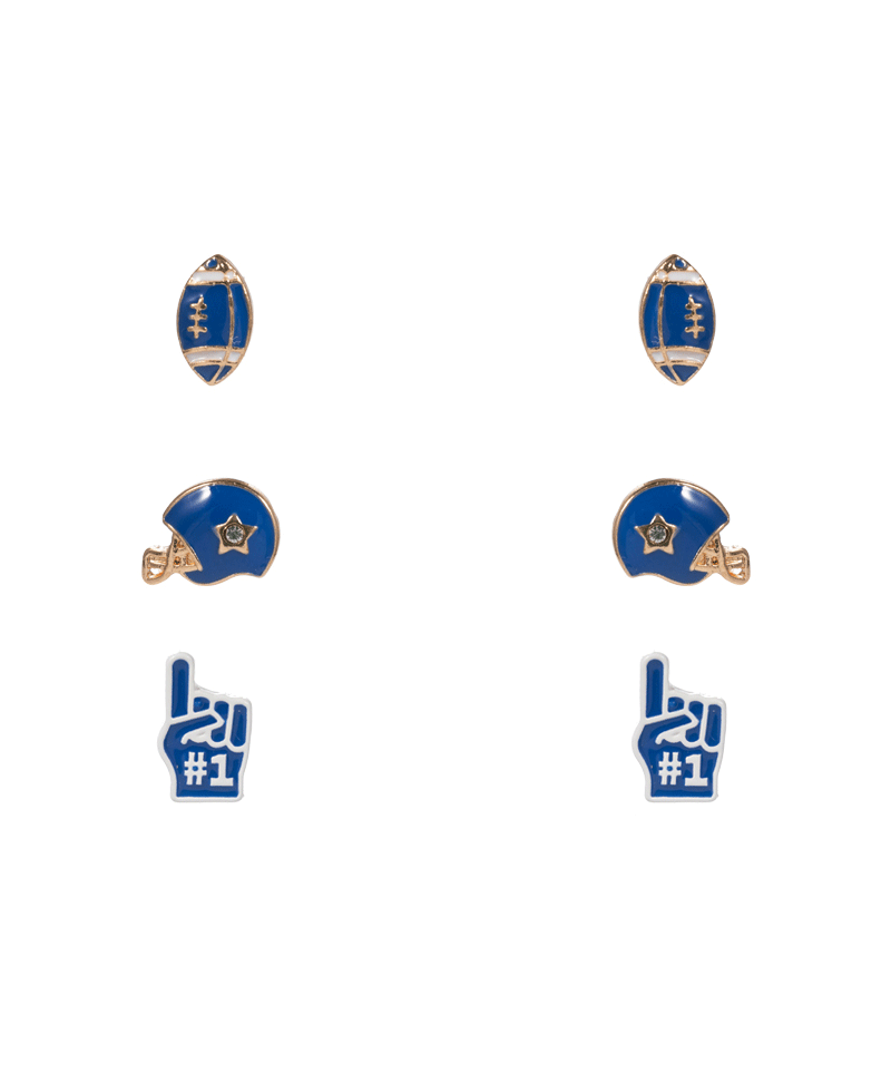 College Color Enameled Football Icons 3 Set Earring - 0.5"