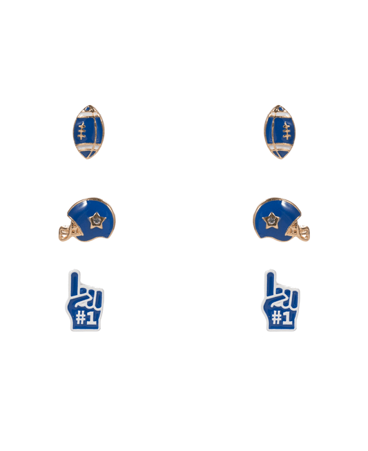 College Color Enameled Football Icons 3 Set Earring - 0.5"