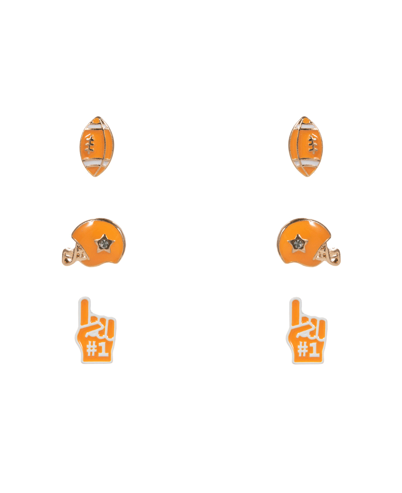 College Color Enameled Football Icons 3 Set Earring - 0.5"