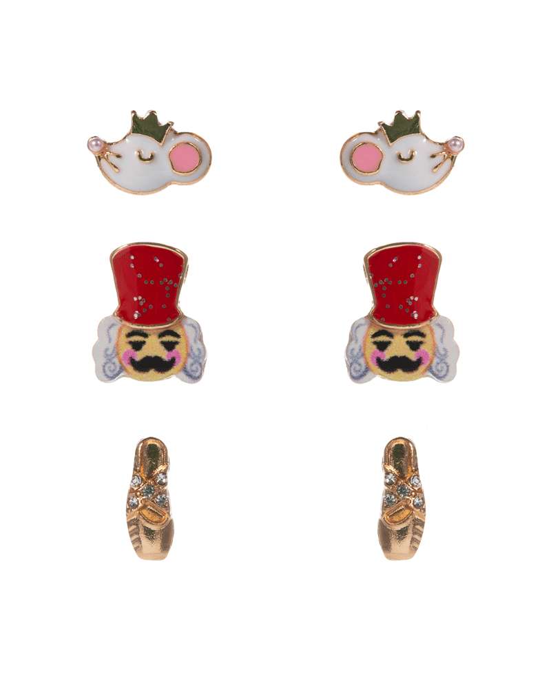 Nutcracker & Mouse King Enamel 3 Set Earring - 0.5"