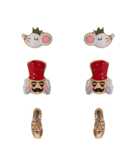 Nutcracker & Mouse King Enamel 3 Set Earring - 0.5"