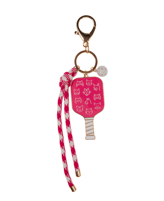 Enamel Pickleball w/ Rope Bag Charm & Key Chain