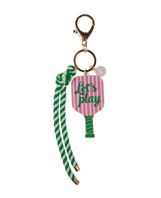 Enamel Pickleball w/ Rope Bag Charm & Key Chain