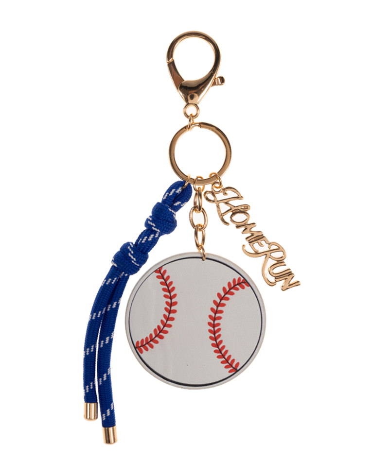Baseball Pattern Printed Leather Bag Charm