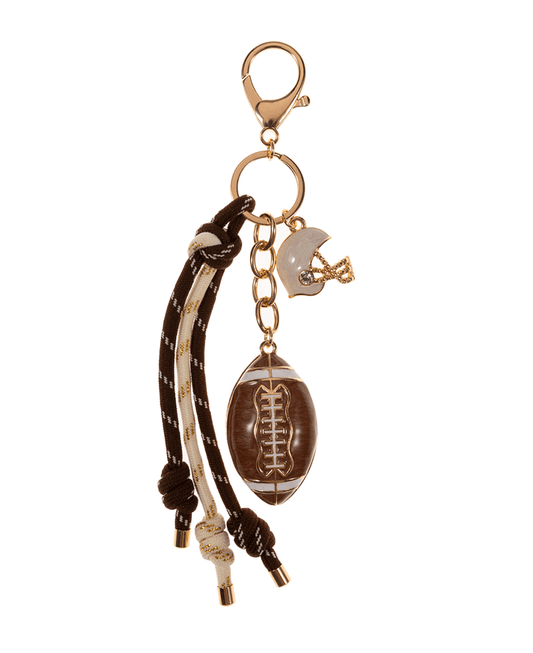 Pearlized Enamel Football w/ Cords Key Chain - 7"