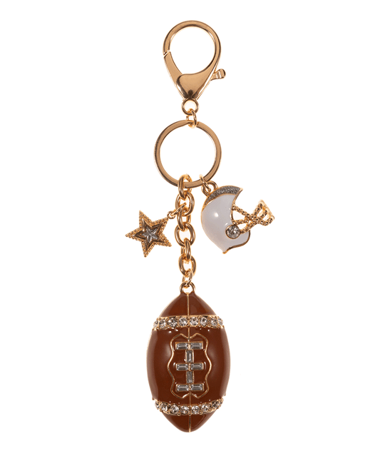 Football & Helmet w/ Stone Details Key Chain - 6"