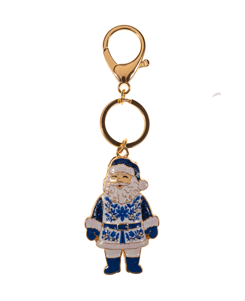 Santa Claus Enamel w/ Pattern Key Chain - 5.0"