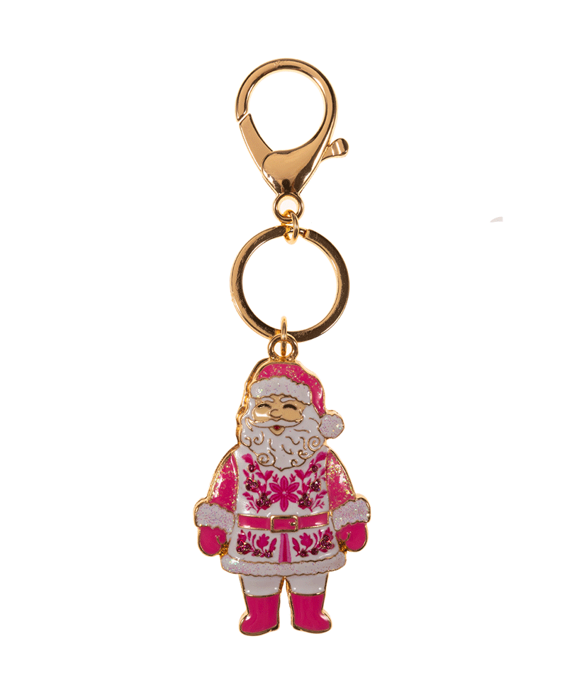 Santa Claus Enamel w/ Pattern Key Chain - 5.0"