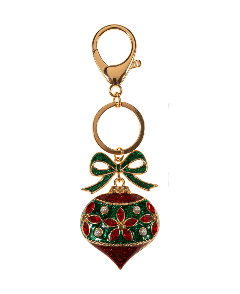 Christmas Ornament Enamel w/ Stone Details Key Chain - 4.5"