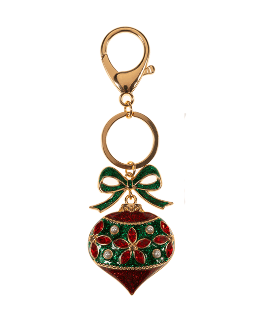 Christmas Ornament Enamel w/ Stone Details Key Chain - 4.5"