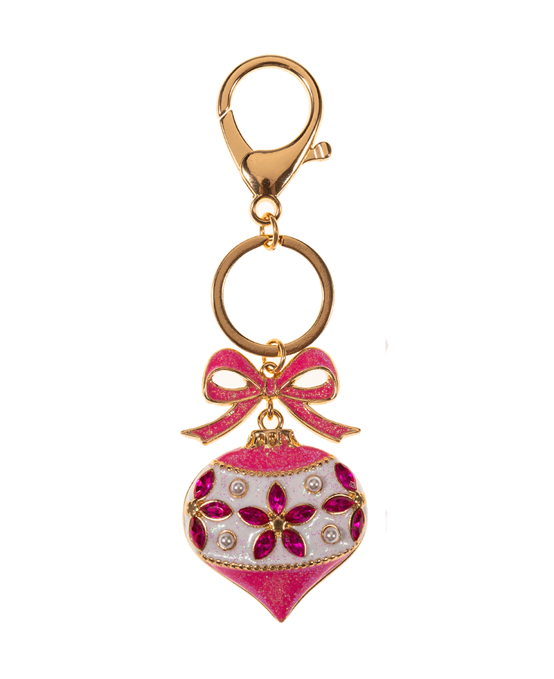 Christmas Ornament Enamel w/ Stone Details Key Chain - 4.5"