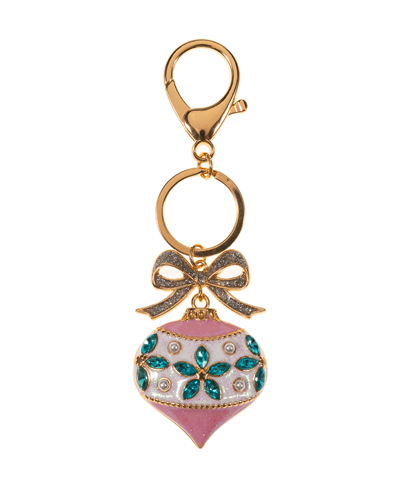 Christmas Ornament Enamel w/ Stone Details Key Chain - 4.5"