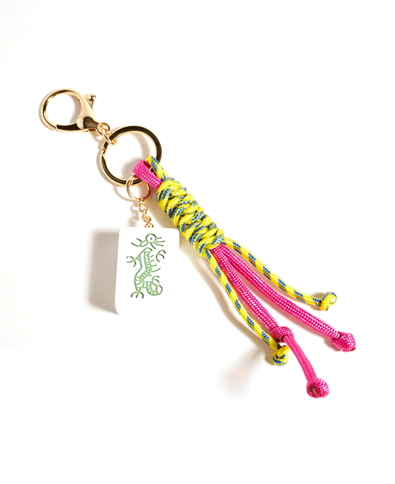 Mahjong Drop w/ Multi Color Cord Key Chain