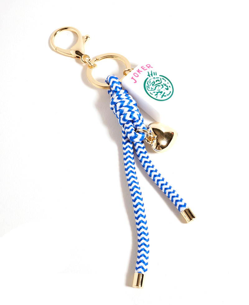 Mahjong Drop w/ Puffy Heart & Cord Key Chain