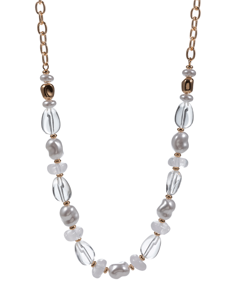 Multi Resin & Pearl Bead Short Necklace - 18"
