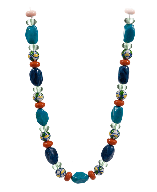 Resin & Ceramic Beads Short Necklace - 17"