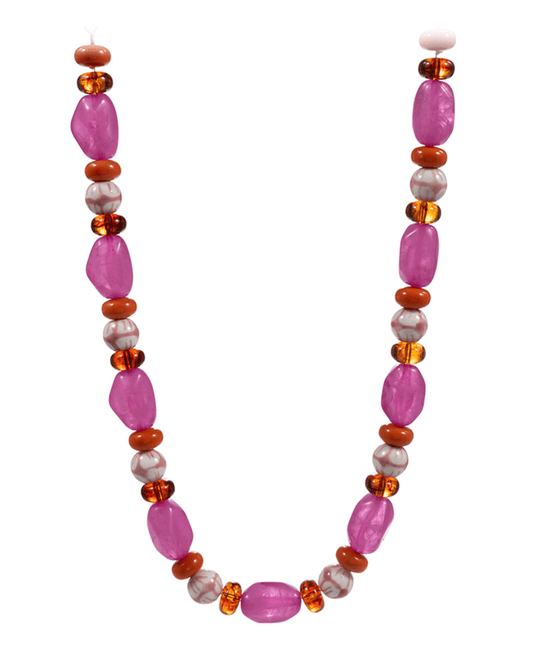 Resin & Ceramic Beads Short Necklace - 17"