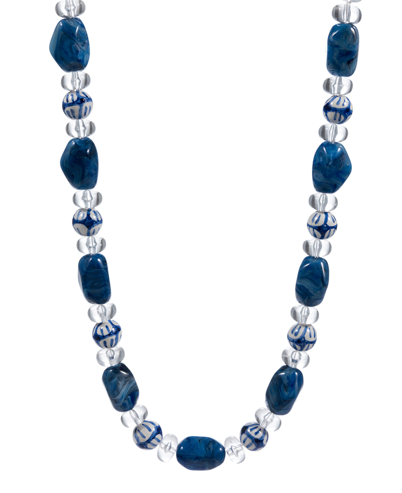 Resin & Ceramic Beads Short Necklace - 17"