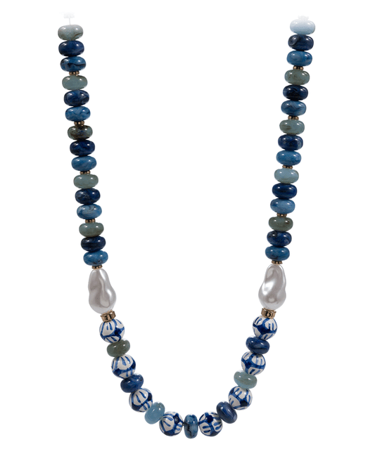 Resin & Ceramic Beads Short Necklace - 17"