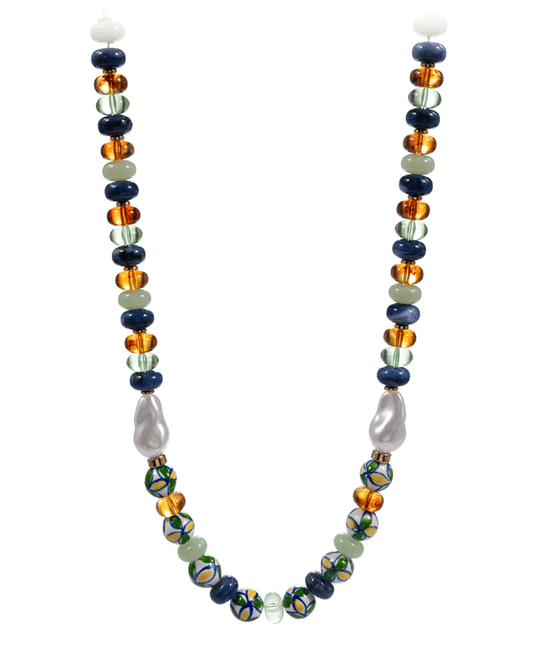 Resin & Ceramic Beads Short Necklace - 17"