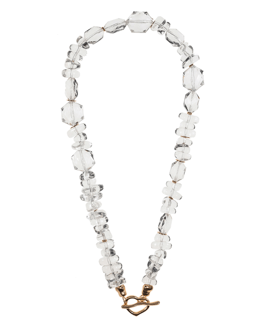 Organic Shape Clear Resin Beads Short Necklace - 16"