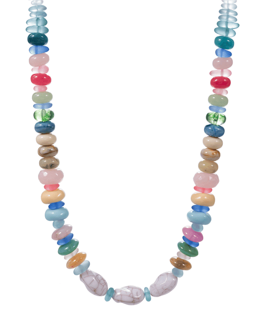 Organic Resin & Sea Glass Bead Short Necklace - 16"