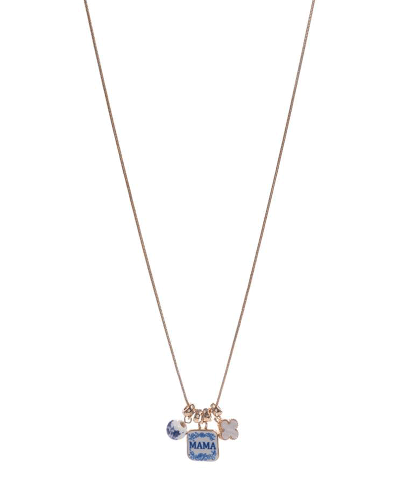 MAMA Print Charm Short Necklace - 18"