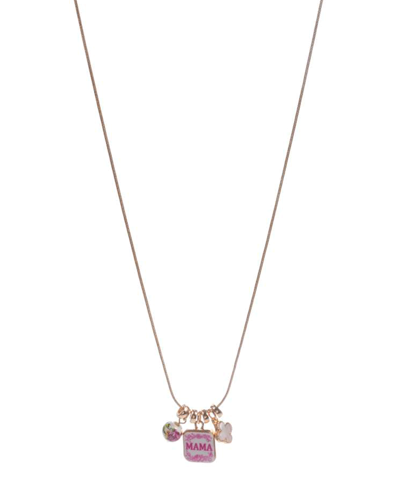 MAMA Print Charm Short Necklace - 18"