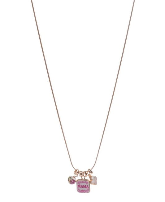 MAMA Print Charm Short Necklace - 18"