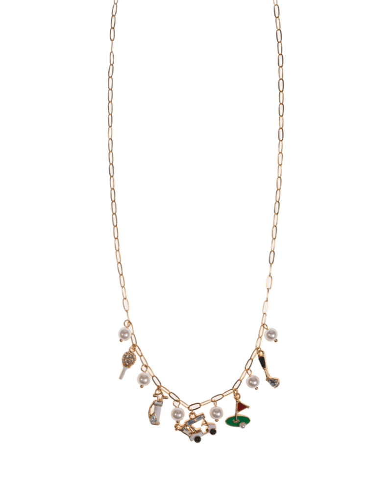 Golf Themed Metal & Enamel Charm Short Necklace - 18"