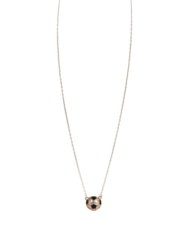 Puffy Soccer Ball Frame w/ Pearl Short Necklace - 18"