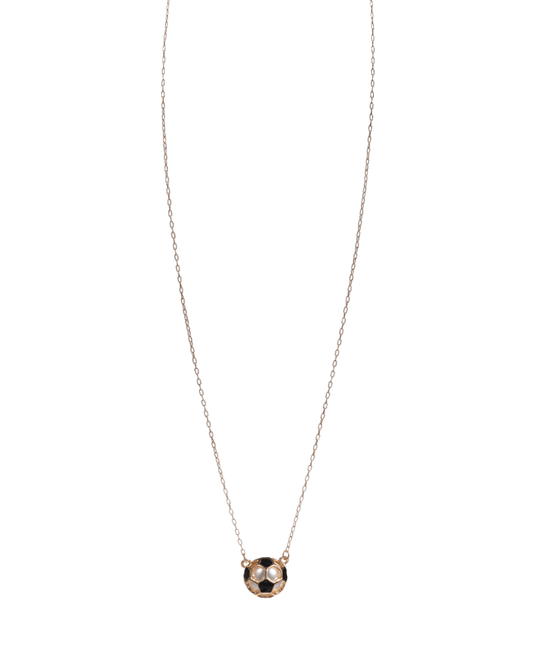 Puffy Soccer Ball Frame w/ Pearl Short Necklace - 18"