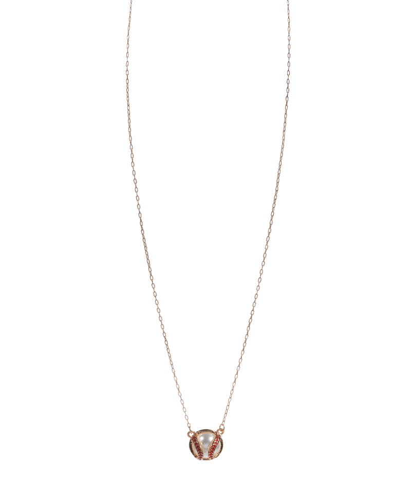 Baseball Frame w/ Pearl Short Necklace - 18"