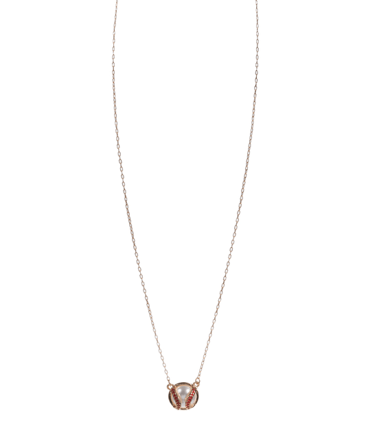 Baseball Frame w/ Pearl Short Necklace - 18"