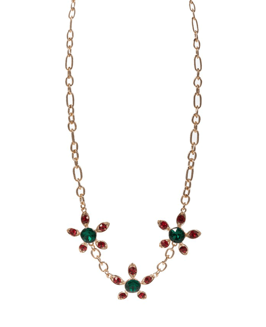Christmas Color Glass Stone Necklace - 17"