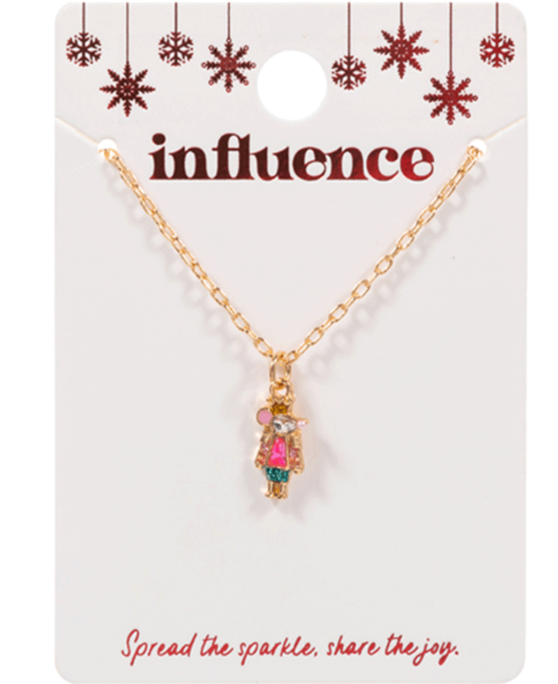 Mouse King Enamel & Stone Detail Necklace - 16"