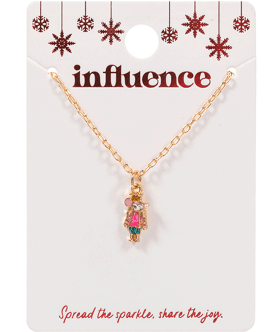 Mouse King Enamel & Stone Detail Necklace - 16"