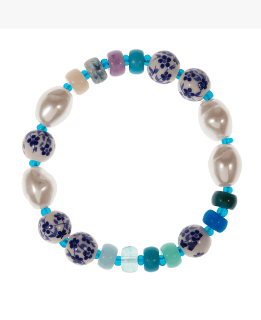 Multi Shape Resin & Ceramic Beads Stretch Bracelet