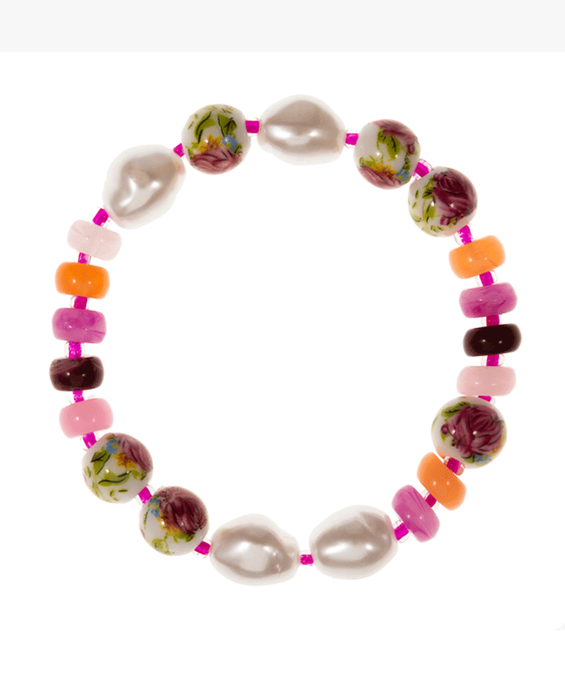 Multi Shape Resin & Ceramic Beads Stretch Bracelet
