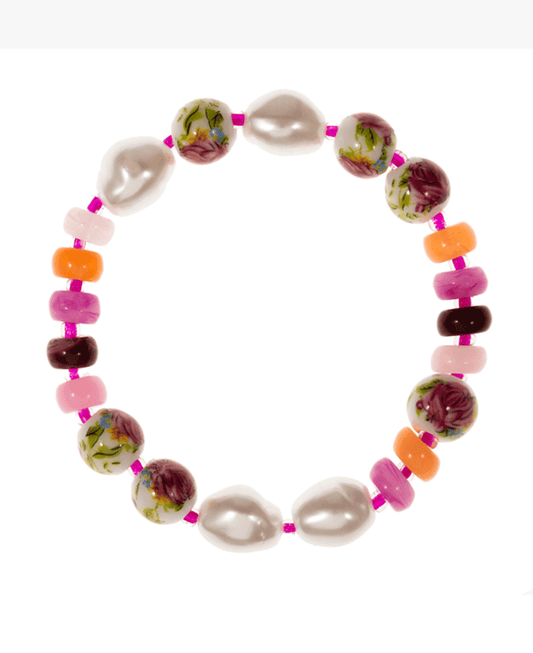 Multi Shape Resin & Ceramic Beads Stretch Bracelet