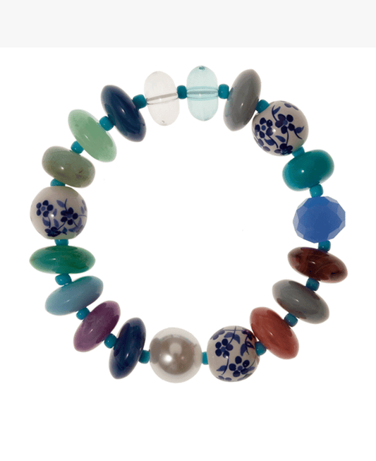 Multi Shape Resin & Ceramic Beads Stretch Bracelet