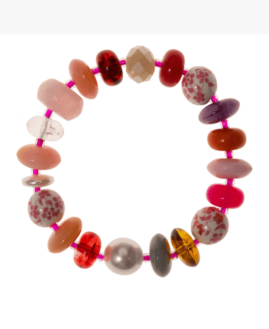 Multi Shape Resin & Ceramic Beads Stretch Bracelet